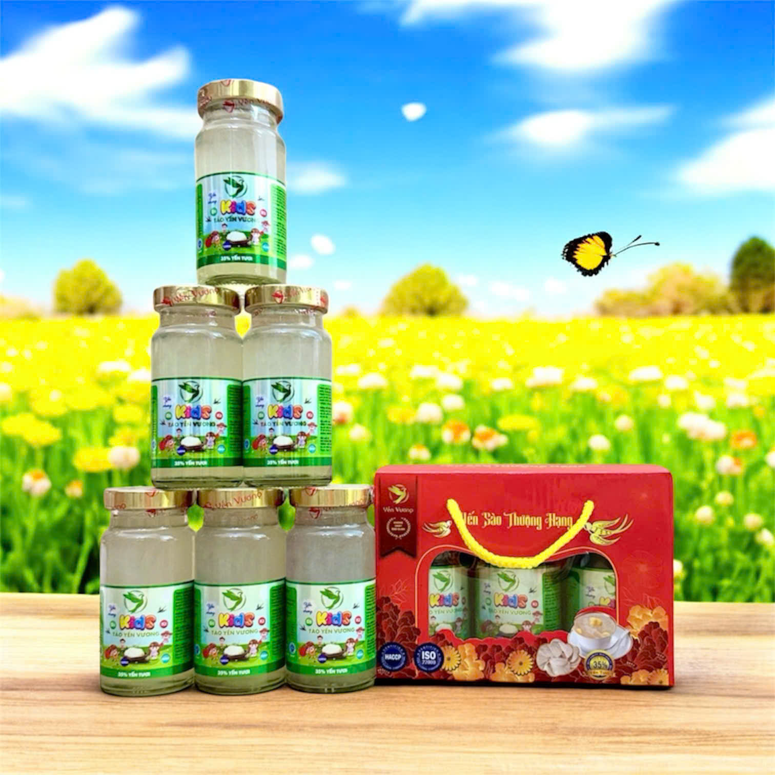 Lốc 6 hũ yến Vương 140ml Kids Táo